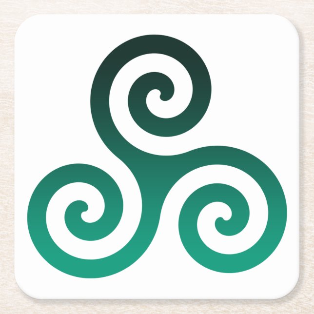 Posavasos Cuadrado De Papel Green Triskele (Anverso)