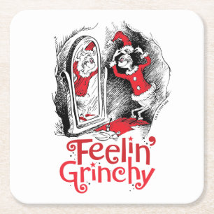Posavasos Cuadrado De Papel Grinch   Sintiéndose Gruñón