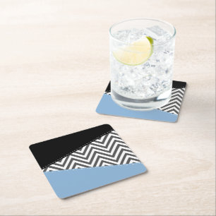 Posavasos Cuadrado De Papel Gris Zigzag, Gris Chevron, Zigzag Pattern, Azul
