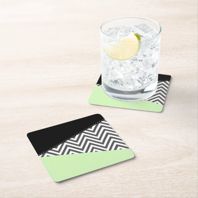 Posavasos Cuadrado De Papel Gris Zigzag, Gris Chevron, Zigzag Pattern, Mint (In situ)
