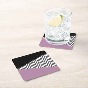 Posavasos Cuadrado De Papel Gris Zigzag, Gris Chevron, Zigzag Pattern, Púrpura