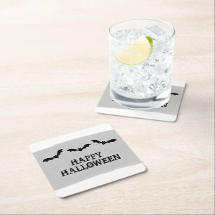 Posavasos Cuadrado De Papel Grises Watercolor Bats Halloween Papel Coasters