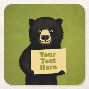 Posavasos Cuadrado De Papel Grizzly Bear