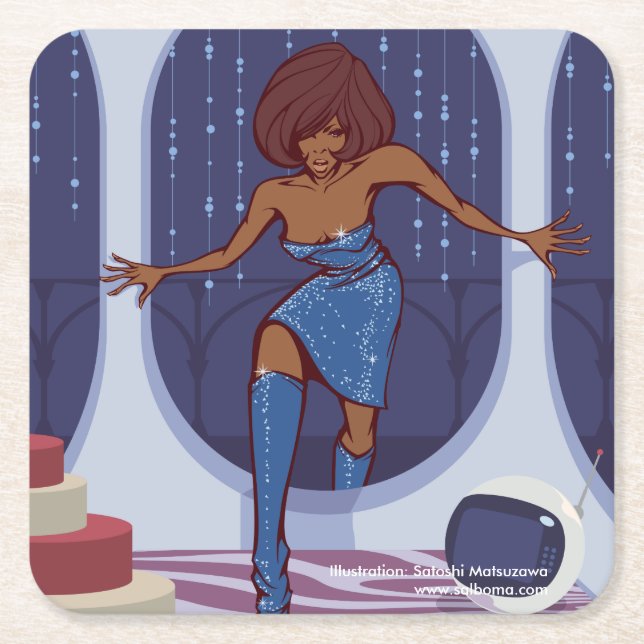 Posavasos Cuadrado De Papel Groove Train (Anverso)