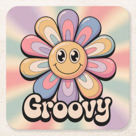 Posavasos Cuadrado De Papel Groovy Flower Retro Coaster Set