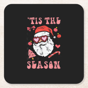 Posavasos Cuadrado De Papel Groovy Navidad Santa Es La Temporada
