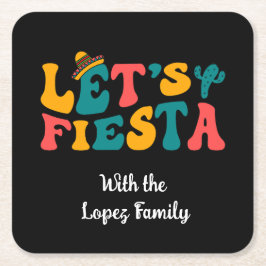 Posavasos Cuadrado De Papel Groovy Retro Let's Fiesta