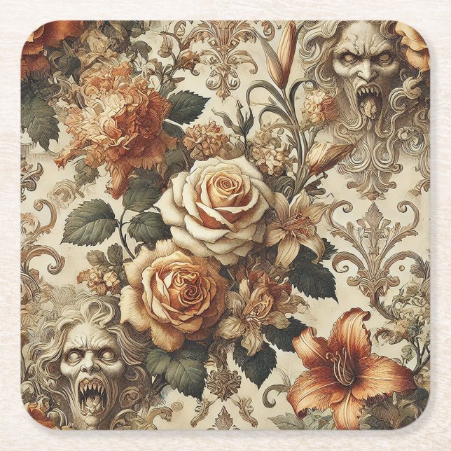Posavasos Cuadrado De Papel Grotesque Elegance – Gothic Victorian  (Anverso)