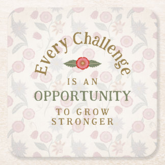 Posavasos Cuadrado De Papel "Grow Stronger" Affirmation