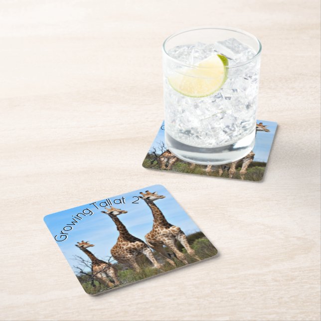 Posavasos Cuadrado De Papel Growing Tall Safari Moment (In situ)