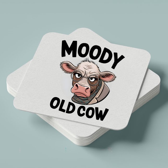 Posavasos Cuadrado De Papel Grumpy Cow Lover Regalo Sarcástico Granja Squar (Subido por el creador)