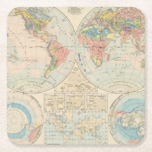 Posavasos Cuadrado De Papel Grund u Boden - mapa del atlas del suelo
