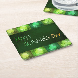 Posavasos Cuadrado De Papel Grungy St. Patrick's Day Shamrock - Pascua de pape