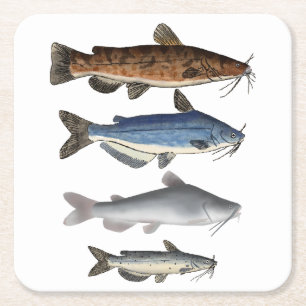 Posavasos Cuadrado De Papel Grupo de pescadores de pescado de Norteamérica