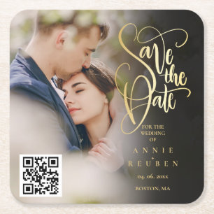 Posavasos Cuadrado De Papel Guardar la fecha en foto con código QR de guión do