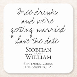 Posavasos Cuadrado De Papel Guardar la fecha manuscrita personalizada