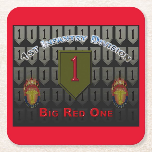 Posavasos Cuadrado De Papel Guay 1ª División de Infantería (Anverso)