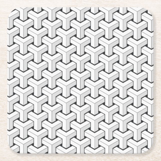 Posavasos Cuadrado De Papel Guay Resumen Cubos isométricos con forma Y (Anverso)