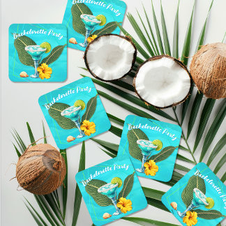Posavasos Cuadrado De Papel Guerras azules de la Bachelorette Tropical