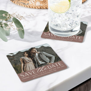Posavasos Cuadrado De Papel Guión suave Foto Guardar la fecha