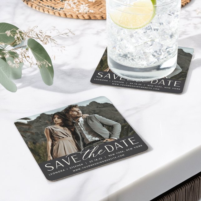 Posavasos Cuadrado De Papel Guión suave | Foto Guardar la fecha (Subido por el creador)