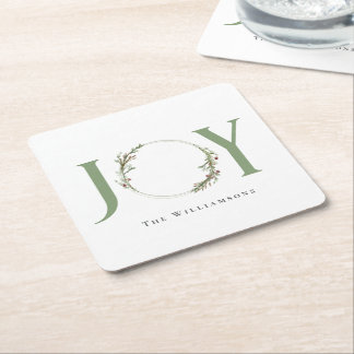 Posavasos Cuadrado De Papel Guirnalda de acuarela personalizada Joy