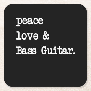 Posavasos Cuadrado De Papel Guitaris, músico de guitarra de amor por la paz