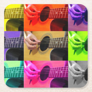 Posavasos Cuadrado De Papel Guitarra ciega - Kaliediscope - Monstruo