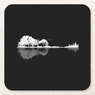 Posavasos Cuadrado De Papel Guitarra natural