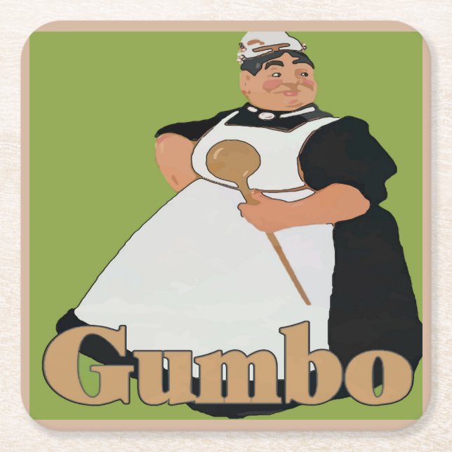 Posavasos Cuadrado De Papel Gumbo Cook (Anverso)