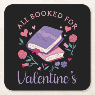 Posavasos Cuadrado De Papel Gusano de libros - Todo preparado para San Valentí