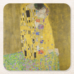 Posavasos Cuadrado De Papel Gustav Klimt - El beso