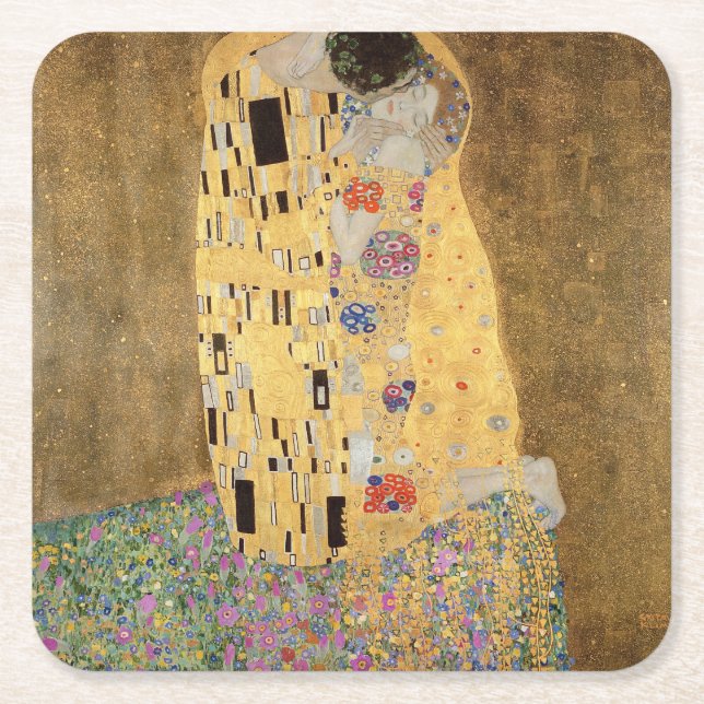 Posavasos Cuadrado De Papel Gustav Klimt | El Beso, 1907-08 (Anverso)