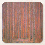 Posavasos Cuadrado De Papel Gustav Klimt Fir Forest Tannenwald<br><div class="desc">Gustav Klimt Fir Forest - Árboles Rojos de Art Nouveau Esta hermosa pintura vintage de los árboles es del maestro Gustav Klimt. El cuadro, llamado Fir Forest I, o Tannenwald, nos muestra un hermoso paisaje con los Árboles Rojos, a través de un bosque denso. Gustav Klimt capturó la sensación de...</div>