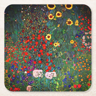 Posavasos Cuadrado De Papel Gustav Klimt Flower Garden