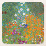 Posavasos Cuadrado De Papel Gustav Klimt - Jardín de flores<br><div class="desc">Jardín de flores - Gustav Klimt en 1905-1907</div>