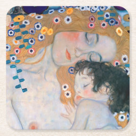 Posavasos Cuadrado De Papel Gustav Klimt - Madre e hijo