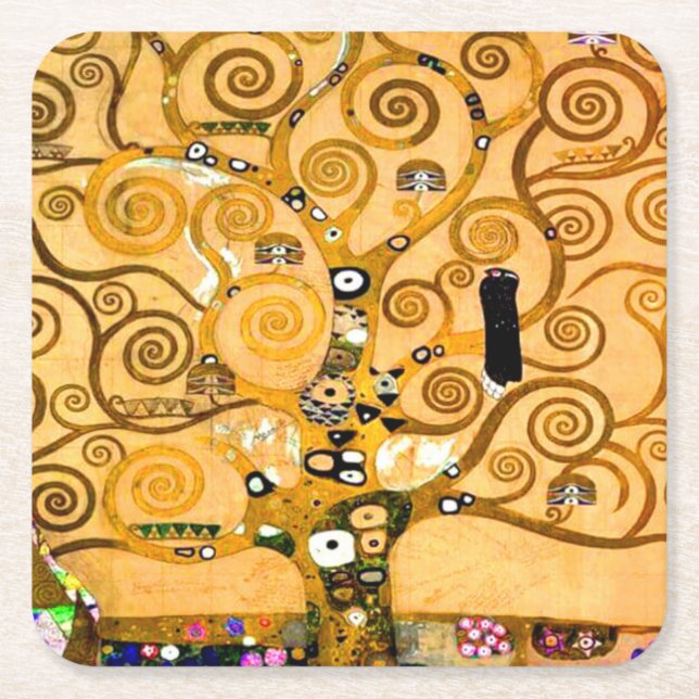 Posavasos Cuadrado De Papel Gustav Klimt Tree of Life (Anverso)