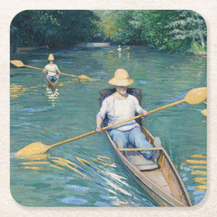 Posavasos Cuadrado De Papel Gustave Caillebotte - Barcas en el Yerres