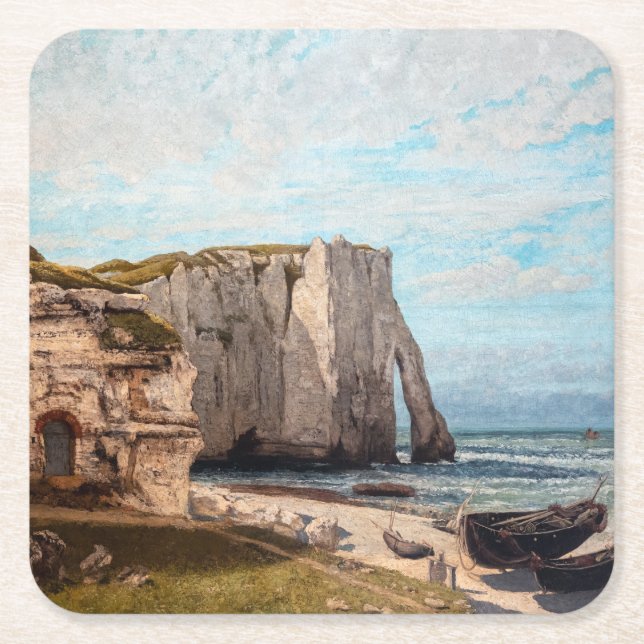 Posavasos Cuadrado De Papel Gustave Courbet - Acantilados en Etretat después d (Anverso)