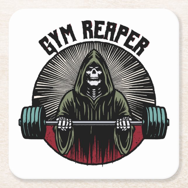 Posavasos Cuadrado De Papel Gym Reaper Workout (Anverso)