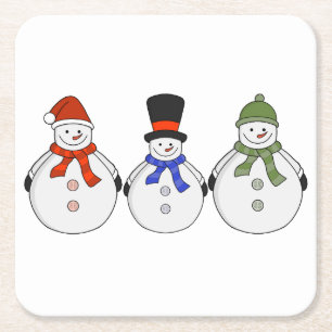 Posavasos Cuadrado De Papel Ha llegado el invierno de los hombres de nieve