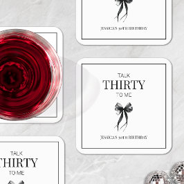 Posavasos Cuadrado De Papel Habla Treinta conmigo, Fiesta de cumpleaños 30, bl