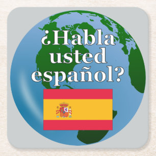 Posavasos Cuadrado De Papel ¿Hablas español? Bandera y globo