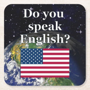 Posavasos Cuadrado De Papel ¿Hablas inglés? Bandera y Tierra