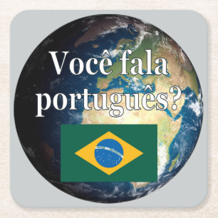 Posavasos Cuadrado De Papel ¿Hablas portugués? Portugués. Bandera y Tierra