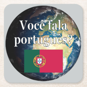 Posavasos Cuadrado De Papel ¿Hablas portugués? Portugués. Bandera y Tierra