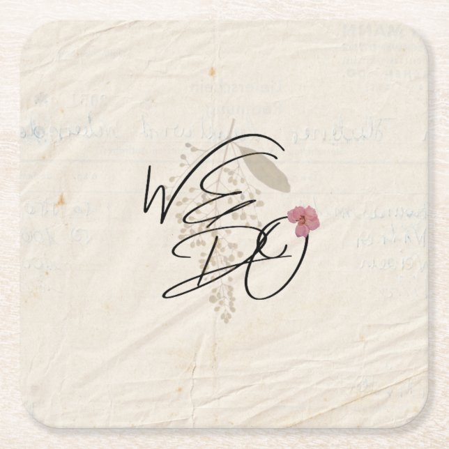 Posavasos Cuadrado De Papel HACEMOS Flores Presionadas Programa de Moda de Jar (Anverso)