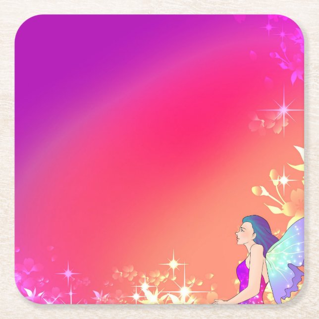 Posavasos Cuadrado De Papel Hada (Anverso)