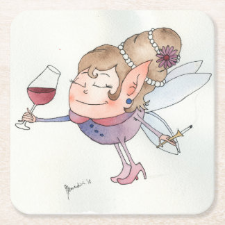 Posavasos Cuadrado De Papel Hada de vino
